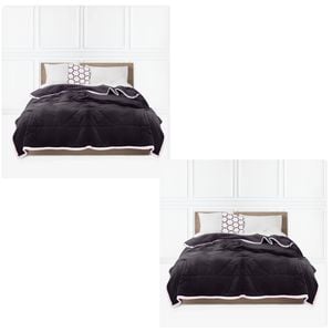 SOGA Set of 2 Dark Grey Throw Blankets – Cozy Thick Fleece Flannel Coverlets