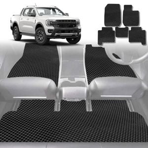 6D Diamond Car Floor Mats for Ford Ranger 2022-Current-Full Set-Black-Outback GT