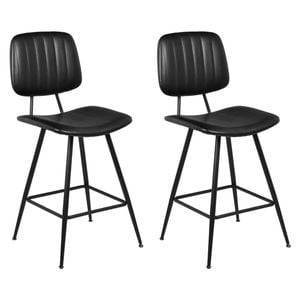 Ufurniture Set Of 2 Bar Stools Black Pu Counter Height Stools Bar Chairs