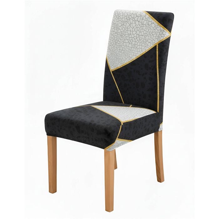 Anyhouz Chair Cover Black White Geometric Design Elastic Slipcover