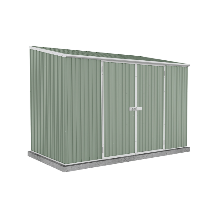 Absco Sheds 3.0 x 1.52 x 2.08m Pale Eucalypt Space Saver Double Door Shed