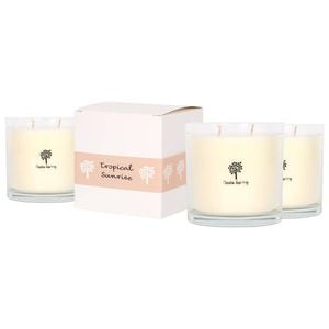 Nicola Spring 3x 400g Soy Wax Scented Candles - Tropical Sunrise - 45 Hour Burn Time Relaxation Aromatherapy Gift Jar Candle