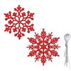 Catzon 30Pcs Christmas Glitter Snowflake for Xmas Trees-Red