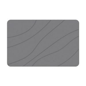 Hard Diatomite Bath Mat Stone Super Dry Anti-Slip Foot Shower Mats in Dark Grey