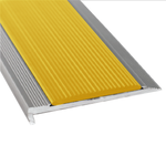Duratac 900mm Stair Nosing Clear Aluminium With Yellow Vinyl Insert And Countersunk Holes - 900mm