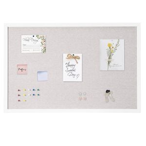 Vevor 91.44 X 60.96 Cm Cork Board White With Linen Surface Stylish Wall-mounted For Home
