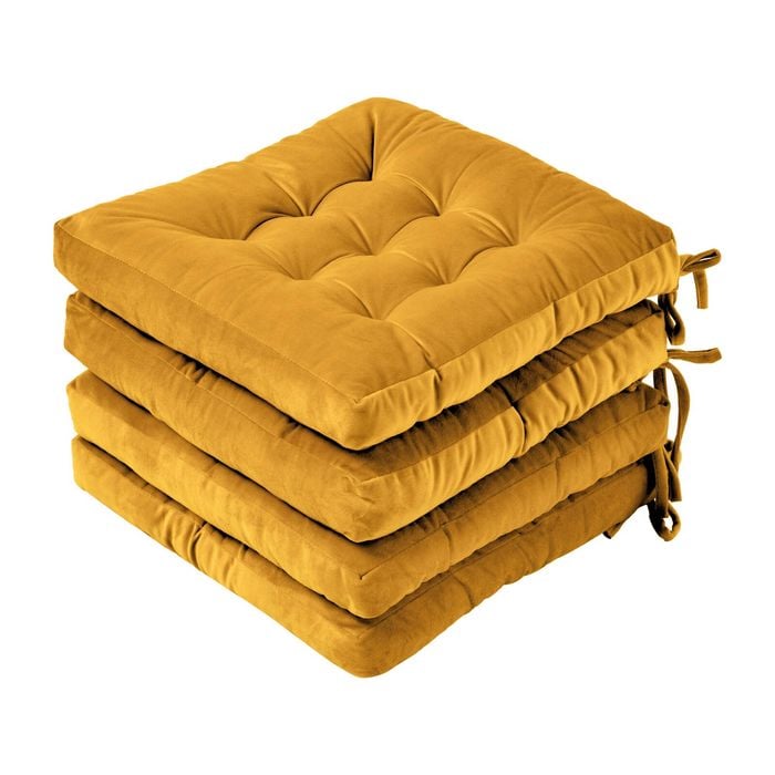 Cadence & Co. Vivienne Velvet Seat Cushion 4 Pack Marigold