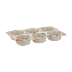 Ladelle Camille 6 Cup Muffin Tray Mould Bakeware Hand-painted Florals