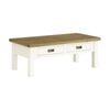 Leura Belle Coffee Table In Brushed White With Natural Timber Top