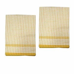 Hotel Living Set Of 2 Jumbo Cotton Check Tea Towels 60x90cm Yellow