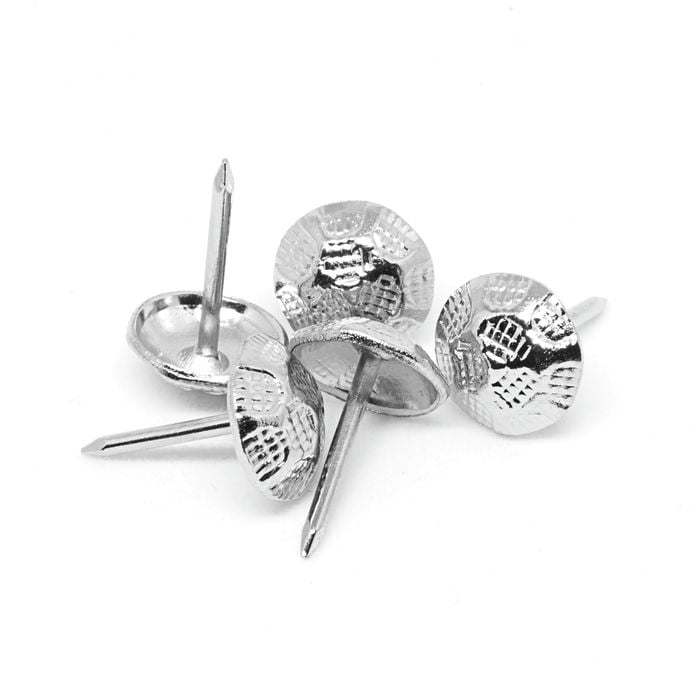 Pinnacle Nickel Plated Hammer Head Upholstery Nails - 50 Pack