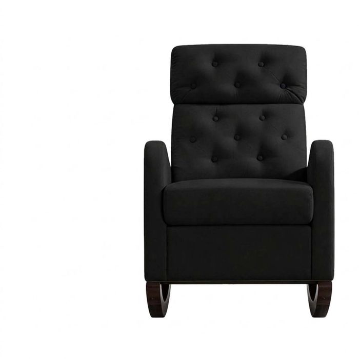 Sisco Velvet Rocker Chair - Black