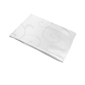 Jacquard Table Cloth Leaf Swirls White 135 x 180cm Rectangle