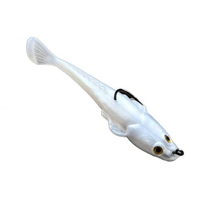 MMD FlatFish 140mm Flat Head Rigged Soft Plastic Fishing Lure Ghost