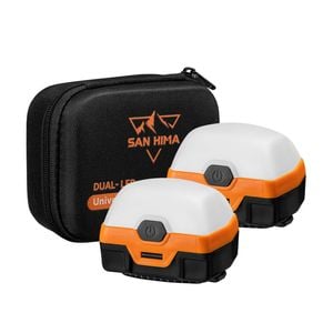 San Hima 2xled Camping Lantern Light Rechargeable W/ Lithium Battery Amber White