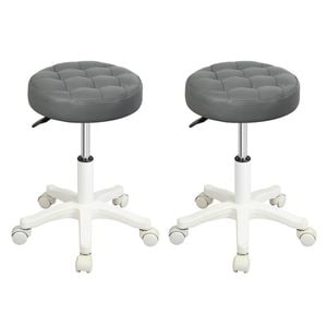 Levede 2pc PU Leather Salon Bar Stools – Grey