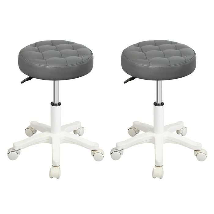 Levede 2pc PU Leather Salon Bar Stools – Grey