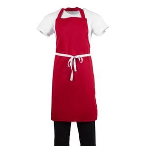 Whites Bib Apron Polycotton Red Kitchen Hospitality Catering Apparel