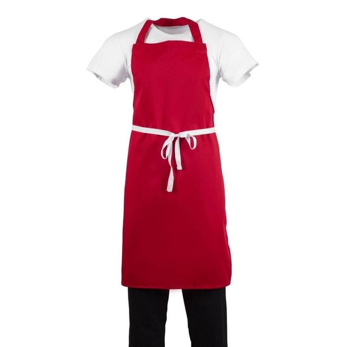 Whites Bib Apron Polycotton Red Kitchen Hospitality Catering Apparel