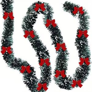 Lifebay Artificial Christmas Tinsel Garland with Bows
