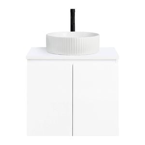 CIBO 600mm White Nordic Wall Hung Bathroom Vanity With White Gloss Fluted Basin