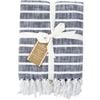 LVD Stonewashed Cotton Harbour Stripe Throw Blanket 120x150cm Navy Blue
