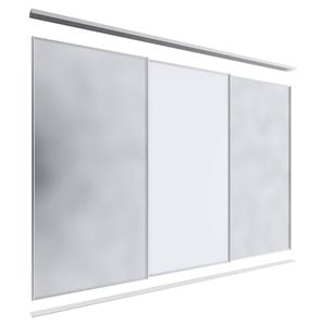 Lugna 2400 x 2701-3600mm Clear Anodised 2 Mirror 1 Melamine Wardrobe Triple Sliding Doors