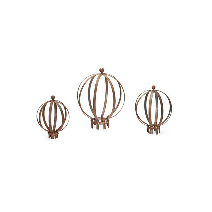 3pc Metal Topiary Ball Set Garden Decor - Rust - Ball Set
