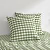 Dreamaker Lola Washed Cotton Yarn Dyed Gingham Euro Pillowcase Olive Twin Pack
