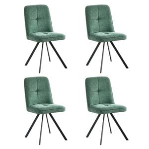 Oikiture 4x Dining Chair Kitchen Seat Linen Fabric Accent Chair Green