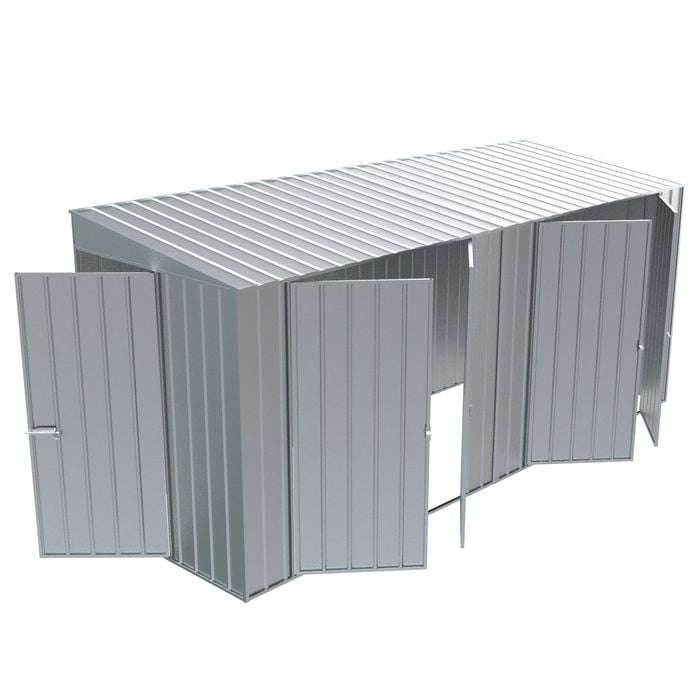 Build-a-Shed 1.5 x 4.5 x 2.0m Skillion Double Plus Double Hinged Side Doors Shed - Zinc
