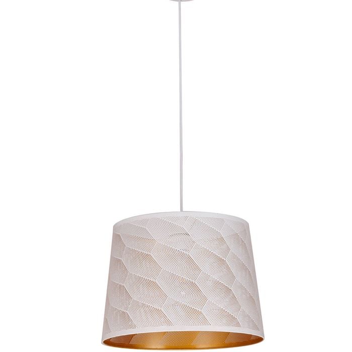 CLA Lighting Penshade Interior Slanted with Honeycomb Pattern Laser Cut Pendant Light White