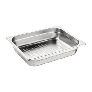 Vogue Perforated Gastronorm Tray Stainless Steel 1/2 Size 65mm Deep Commercial Kitchen Steam Pan