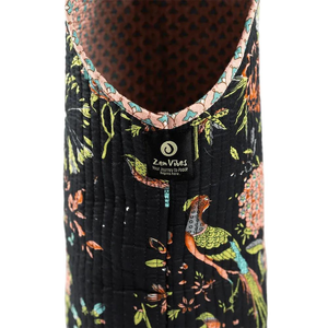 Zenvibes The Botanical Bird Yoga Mat Bag – Black Floral