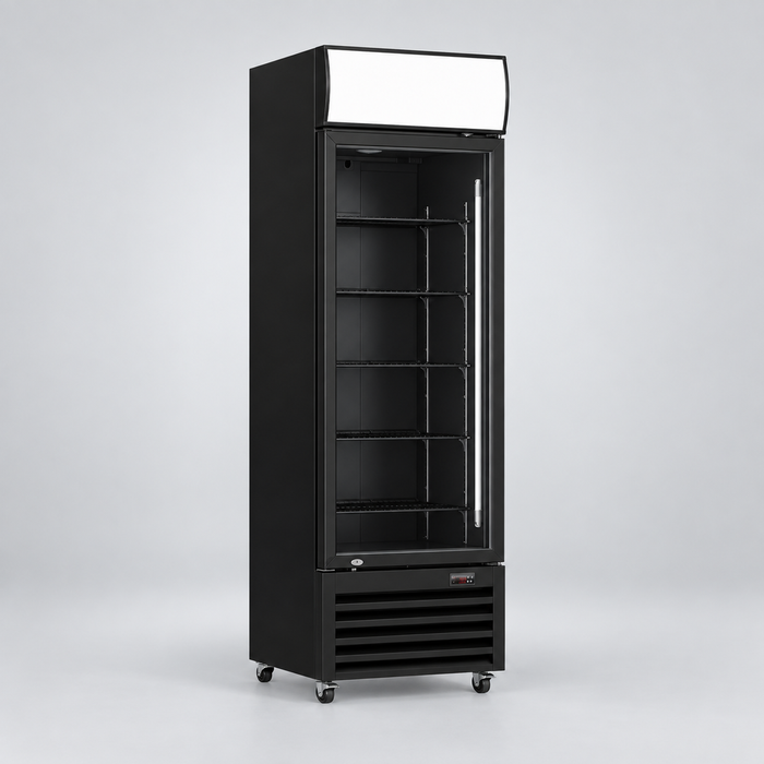 Thermaster Single Glass Door Black Colourbond Upright Drink Fridge - LG-540BP