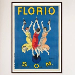 Galrie Stunning Florio S.O.M. Vintage Art Nouveau Poster by Leonetto Cappiello Home, Black Frame, A4 21 x 30cm (8 x 12inch)