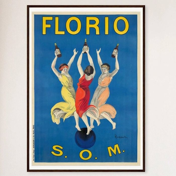 Galrie Stunning Florio S.O.M. Vintage Art Nouveau Poster by Leonetto Cappiello Home, Black Frame, A4 21 x 30cm (8 x 12inch)