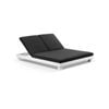 Outdoor Santorini Aluminium Double Sun Lounge In White-White With Denim Grey - White Aluminium with Denim Grey Cushions