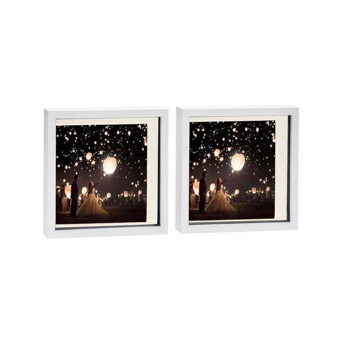 Nicola Spring 10" x 10" White 3D Box Photo Frames - 8" x 8" Mount - Pack of 2