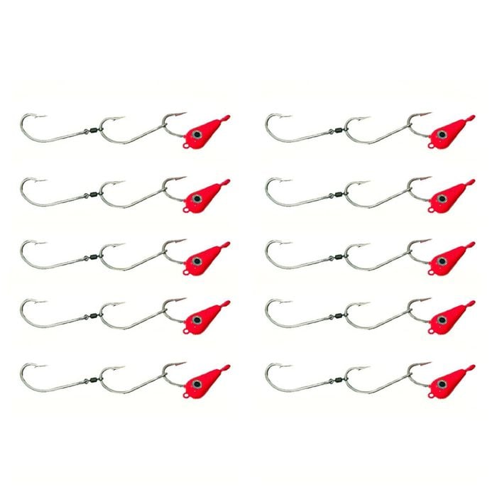 10x 30g TT Lures Bait Trolling Size 5/0 Tarpon Hooks Mackeral Rig - Red