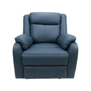 Bella 1 Seater Electric Recliner Genuine Leather Upholstered Lounge - Blue