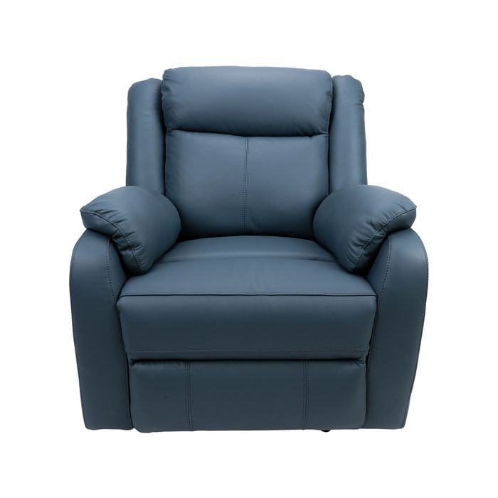 Bella 1 Seater Electric Recliner Genuine Leather Upholstered Lounge - Blue