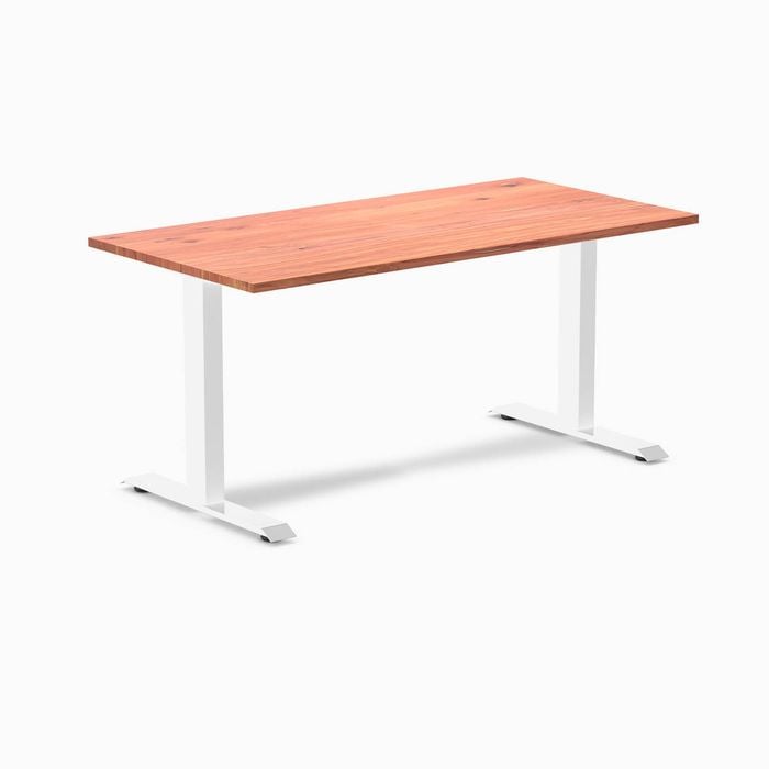 Desky Fixed Height Red Cedar Softwood Desk 150x75cm White Leg