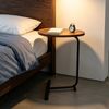 BRIBRION 45*30cm C Shaped Side Table Metal Frame in Walnut Brown
