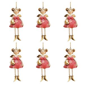 6PK Urban Curvy Angels Holding Heart Hanging Decoration 12cm Red Assorted