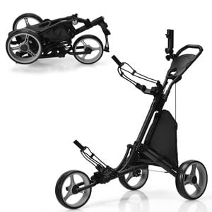 Costway Golf Buggy Trolley Foldable Golf Push Cart 3 Wheel Grey