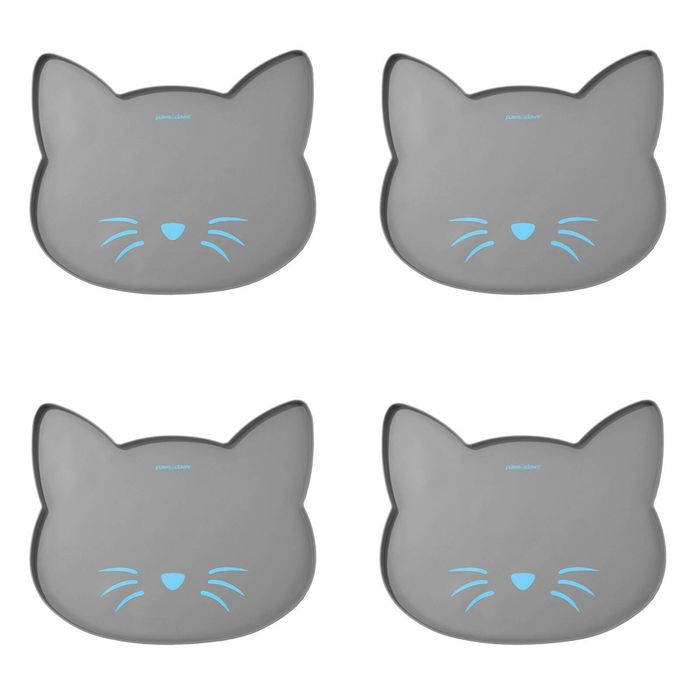 4x 2pc Paws & Claw 45.5cm Silicone Cat Food/Water Placemat Pet Feeding Mat Asstd