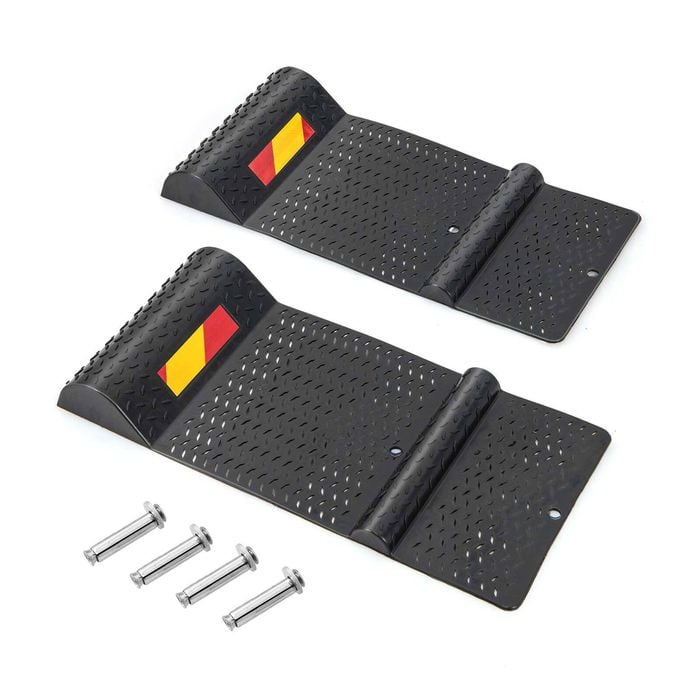 Costway 2 Pcs Wheel Stopper Car Parking Aid w/Non-slip Surface & Reflective Strip