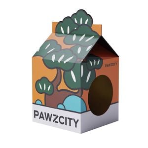 Pawzcity 63cm Cardboard Cat Scratcher House - Pine