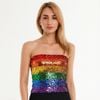 Wos SEQUIN BANDEAU CROP TOP Sparkling Sparkly Costume Tube Rainbow
